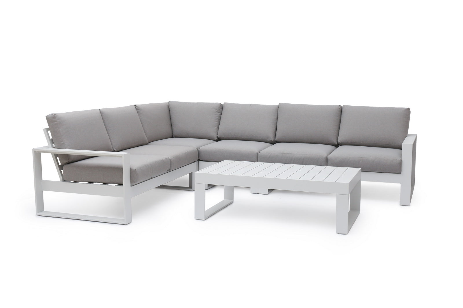 Amalfi aluminum L shape sofa with table