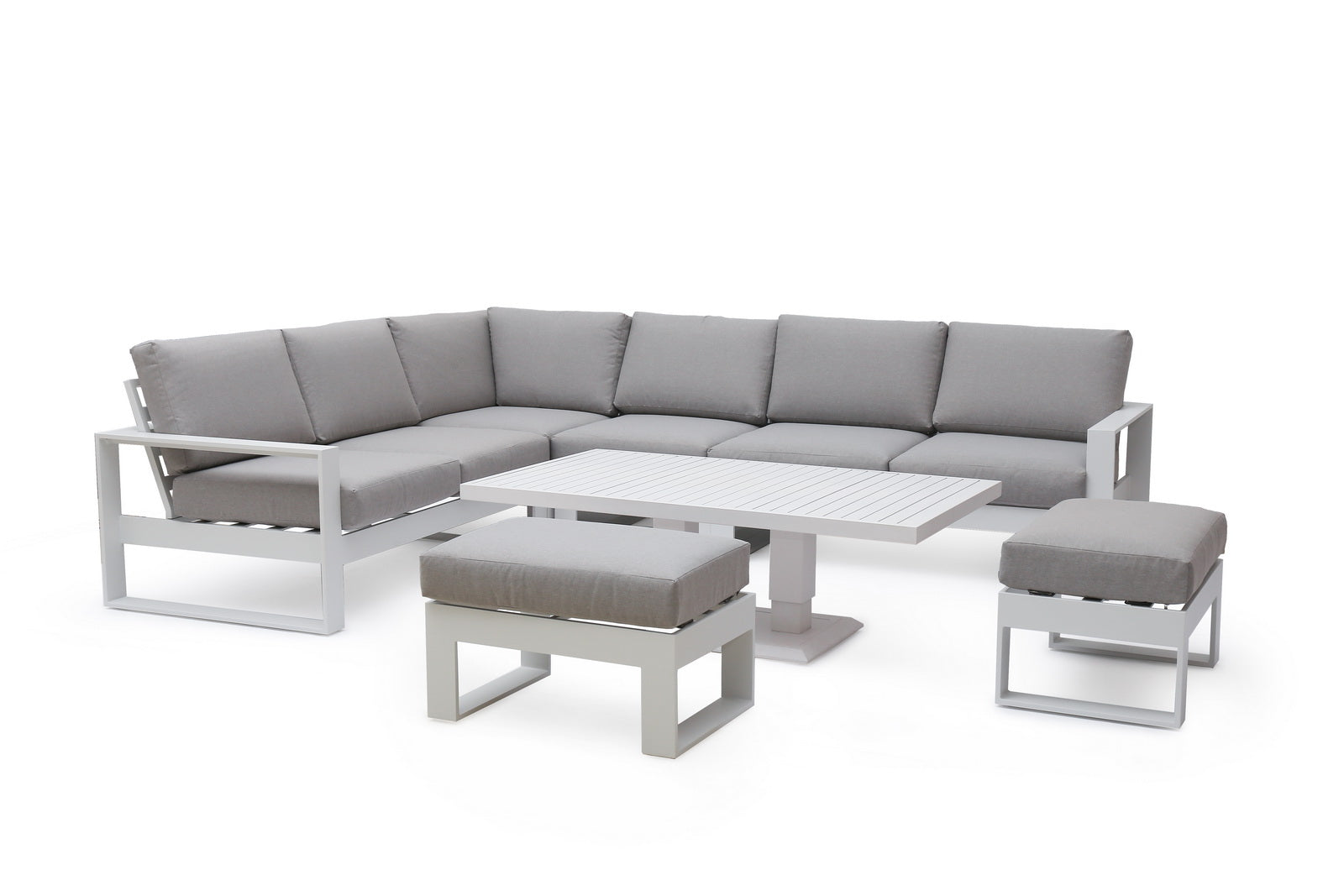 Amalfi aluminum L shape sofa with table