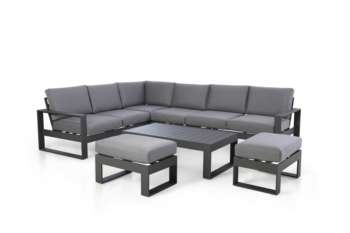 Amalfi aluminum L shape sofa with table