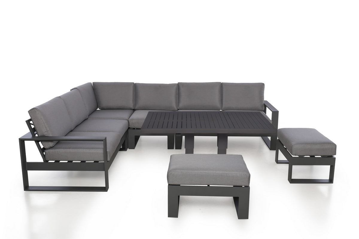 Amalfi aluminum L shape sofa with table