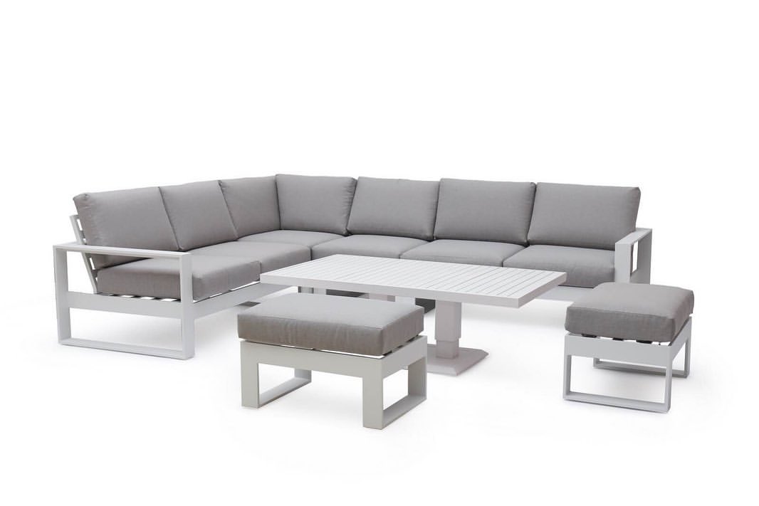 Amalfi aluminum L shape sofa with table